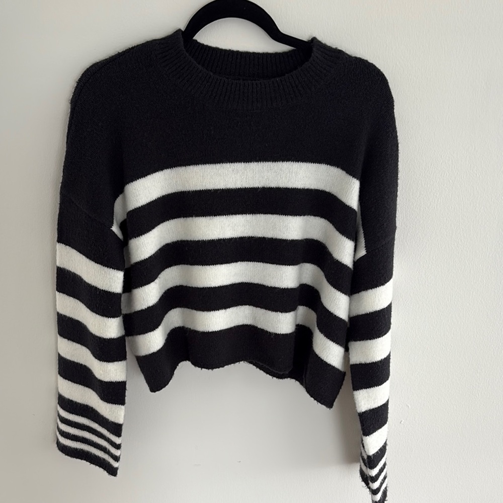 Sincerely Jules Striped Black and White Women's Sweater